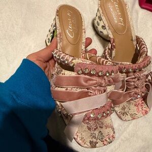 Women's Pink Floral Heels